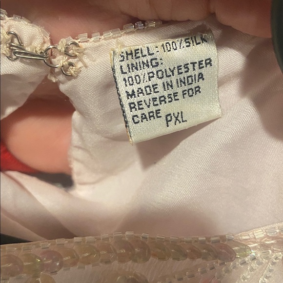 Vintage Laurence Kazar Light Pink silk Sequin Blouse Sz.PXL - Picture 8 of 8